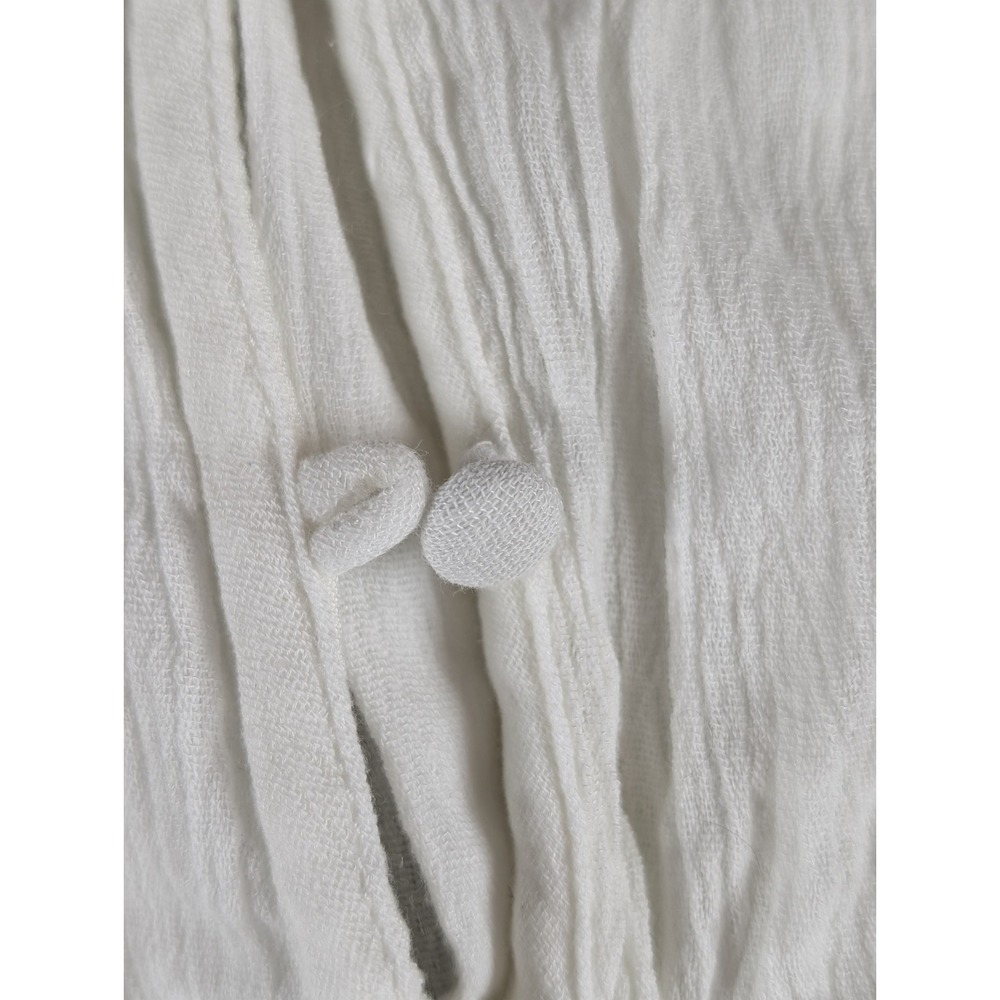 Abercrombie & Fitch White Crinkle Gauze Lace Romper Button Tie Waist Size Medium - Picture 9 of 14